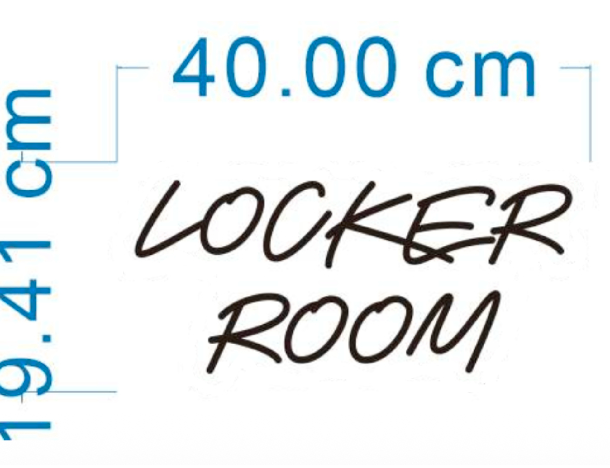 Original black handwritten-style text 'LOCKER ROOM' on two centered lines logo featuring white, black, blue colours